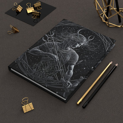 Sagittarius Archer in Black and Silver with Poem Hardcover 150 Page Journal