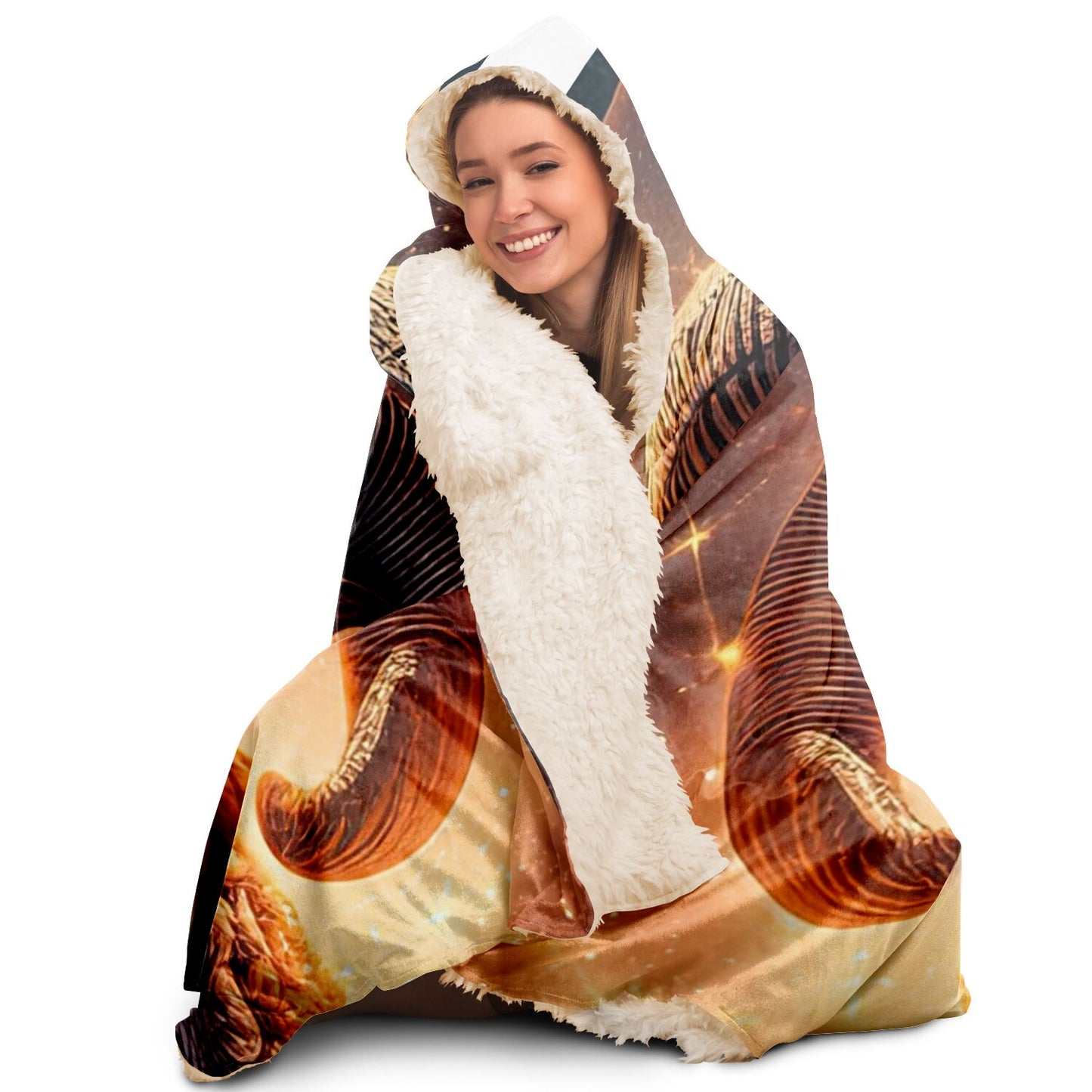 Aries Ram Against the Moon Hooded Blanket