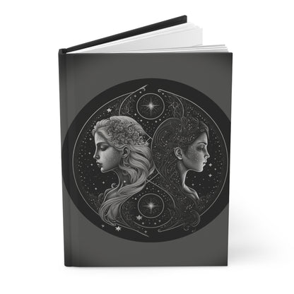 Gemini Twins in Silver and White Hardcover 150 Page Journal
