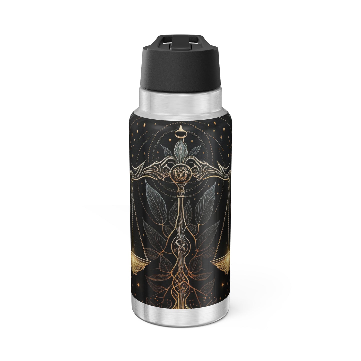 Libra Zodiac Sign Stained Glass Illustration ~ 32oz Tumbler With Lid and Straw