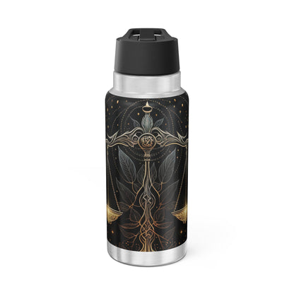 Libra Zodiac Sign Stained Glass Illustration ~ 32oz Tumbler With Lid and Straw