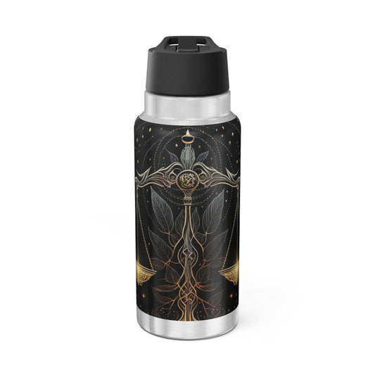 Libra Zodiac Sign Stained Glass Illustration ~ 32oz Tumbler With Lid and Straw