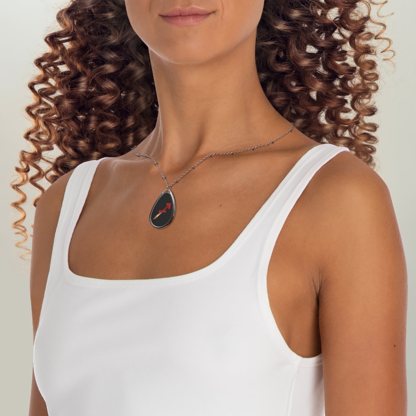 Sagittarius Zodiac Sign ~ Necklace & Oval Pendant With Chain