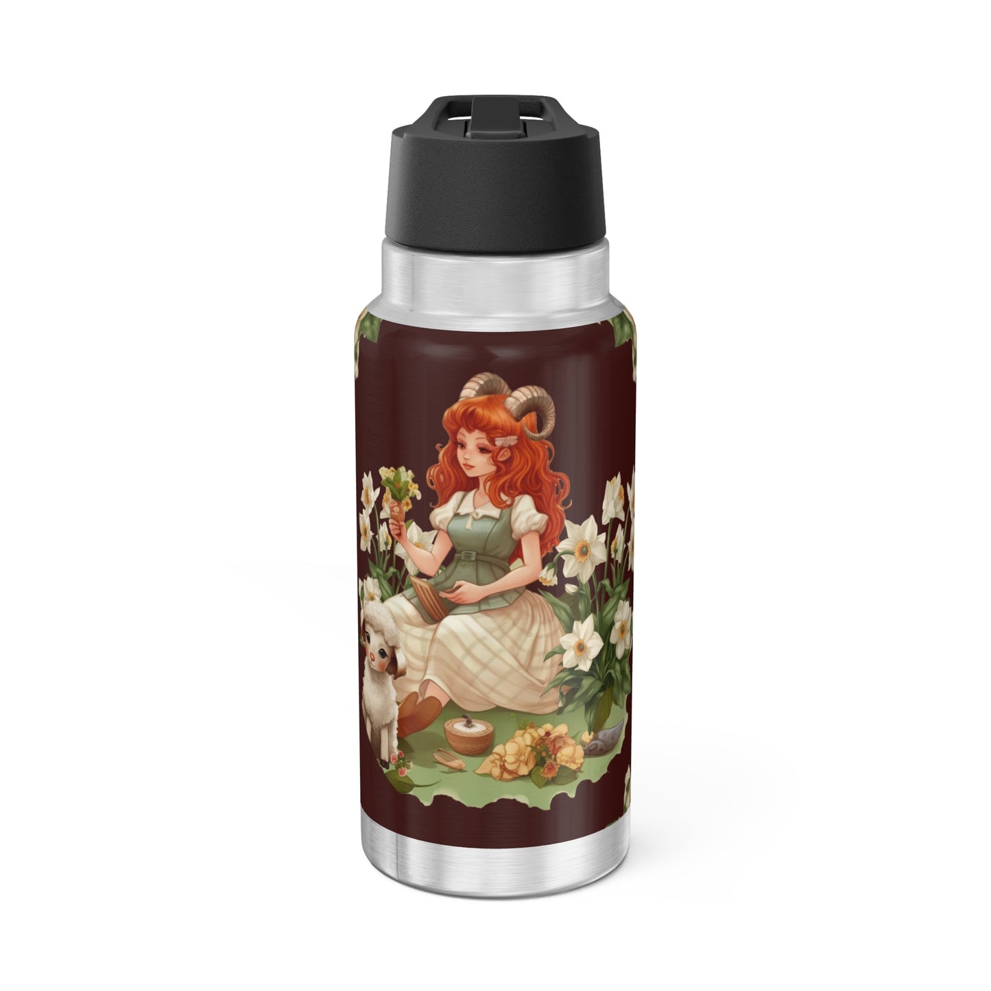 Aries Zodiac Sign Vintage Illustration ~ 32oz Tumbler With Lid and Straw
