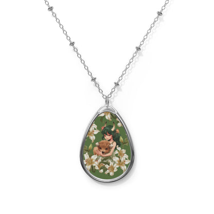 Taurus Zodiac Sign ~ Cute Taurus Vintage illustration ~ Necklace & Oval Pendant With Chain