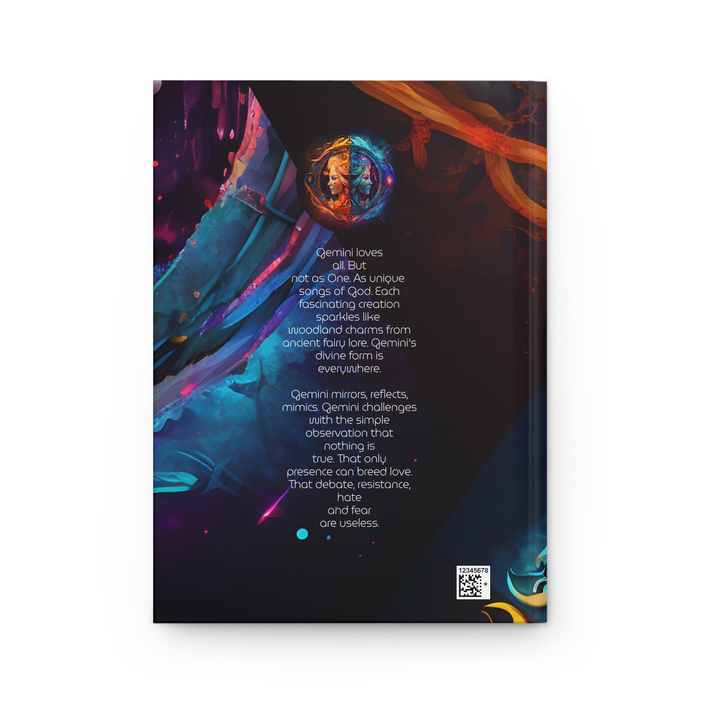 Gemini Fire and Water Twins with Poem Hardcover 150 Page Journal