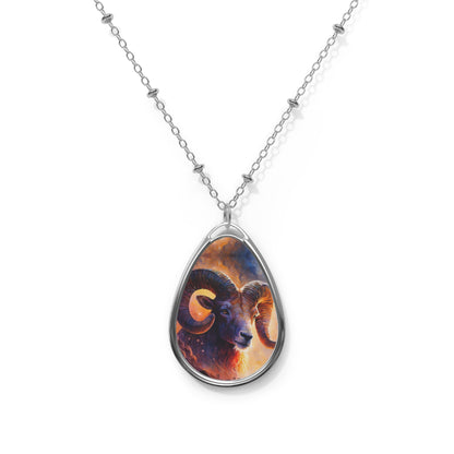 Aries Zodiac Sign ~ The Intensity of Aries ~ Necklace & Oval Pendant With Chain