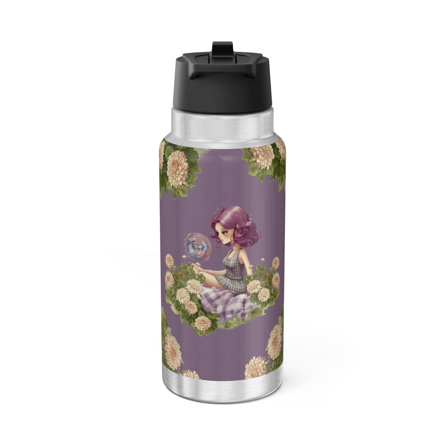 Pisces Zodiac Sign Vintage Illustration ~ 32oz Tumbler With Lid and Straw