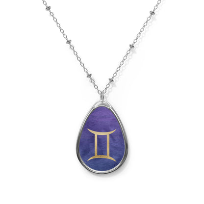 Gemini Zodiac Sign ~ Necklace & Oval Pendant With Chain