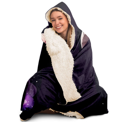 Aries Purple Cartoon with Flower Hooded Blanket