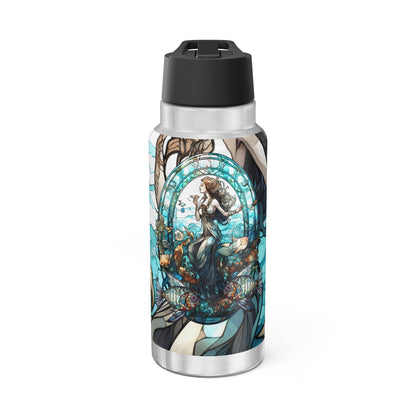 Pisces Zodiac Sign Stained Glass Illustration ~ 32oz Tumbler With Lid and Straw
