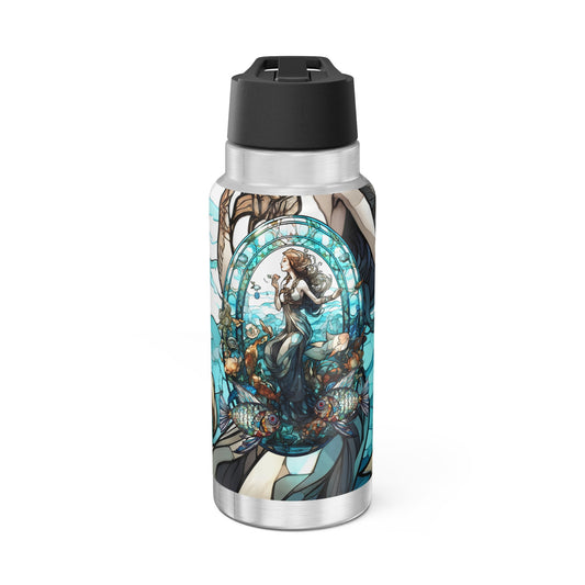 Pisces Zodiac Sign Stained Glass Illustration ~ 32oz Tumbler With Lid and Straw
