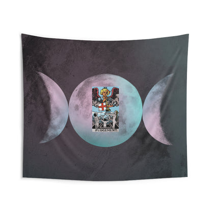 The Judgement Tarot Card Altar Cloth or Tapestry with Triple Goddess Symbol