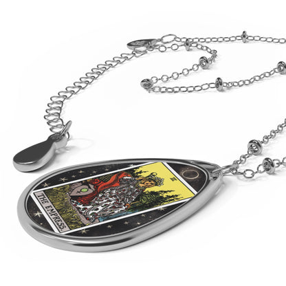 The Empress Tarot Card Oval Pendant Necklace With Chain