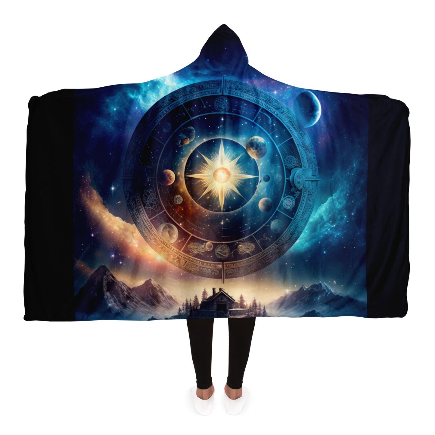 Zodiac Sphere of Heavenly Bodies Hooded Blanket