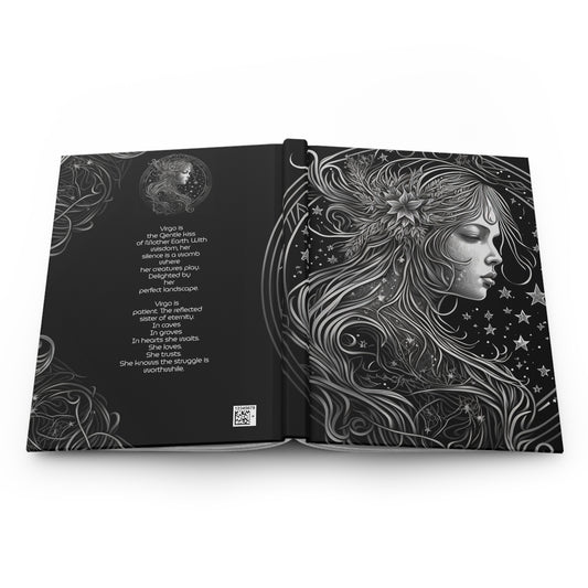 Virgo illustration in Silver with Poem Hardcover 150 Page Journal