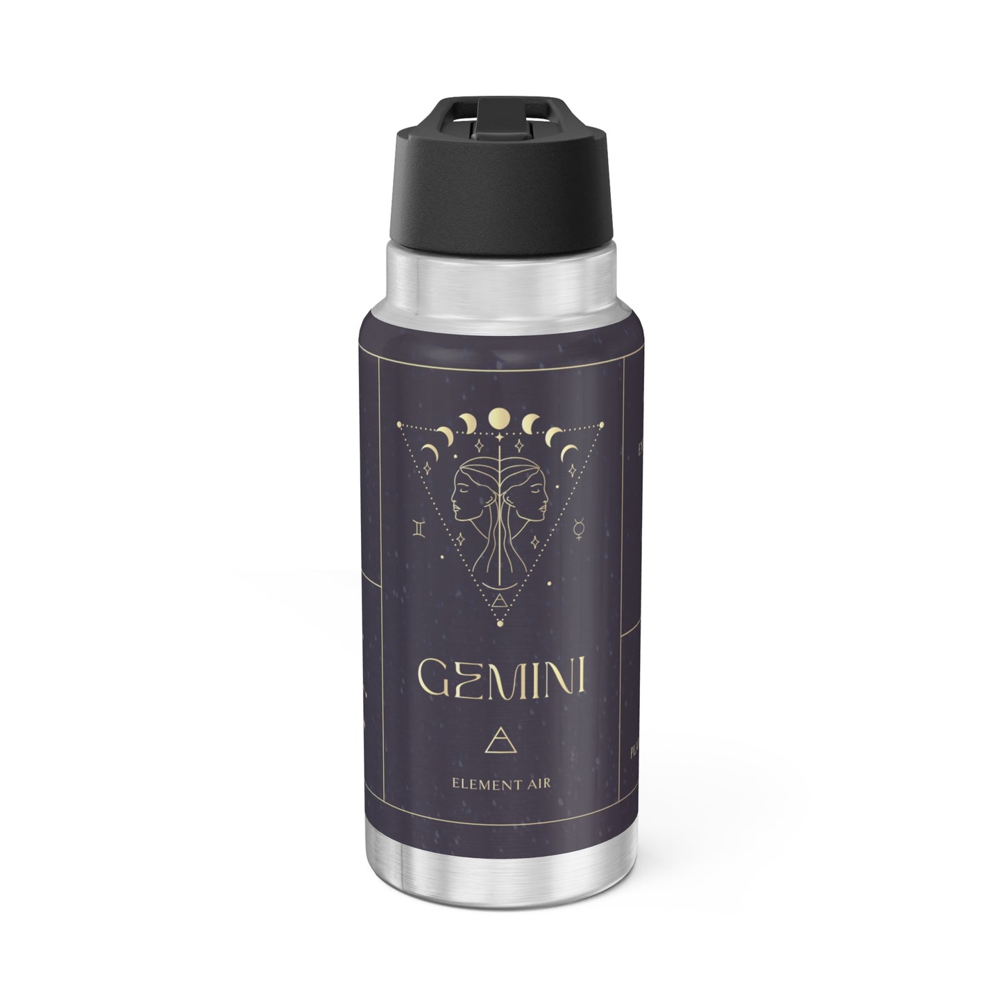 Gemini Zodiac Sign Symbols in Gold  ~ 32oz Tumbler With Lid and Straw
