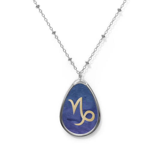 Capricorn Zodiac Sign ~ Necklace & Oval Pendant With Chain