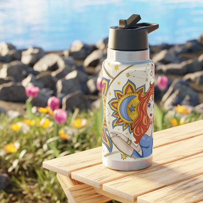 Leo Illustration Zodiac Sign Tumbler, 32oz With Lid and Straw