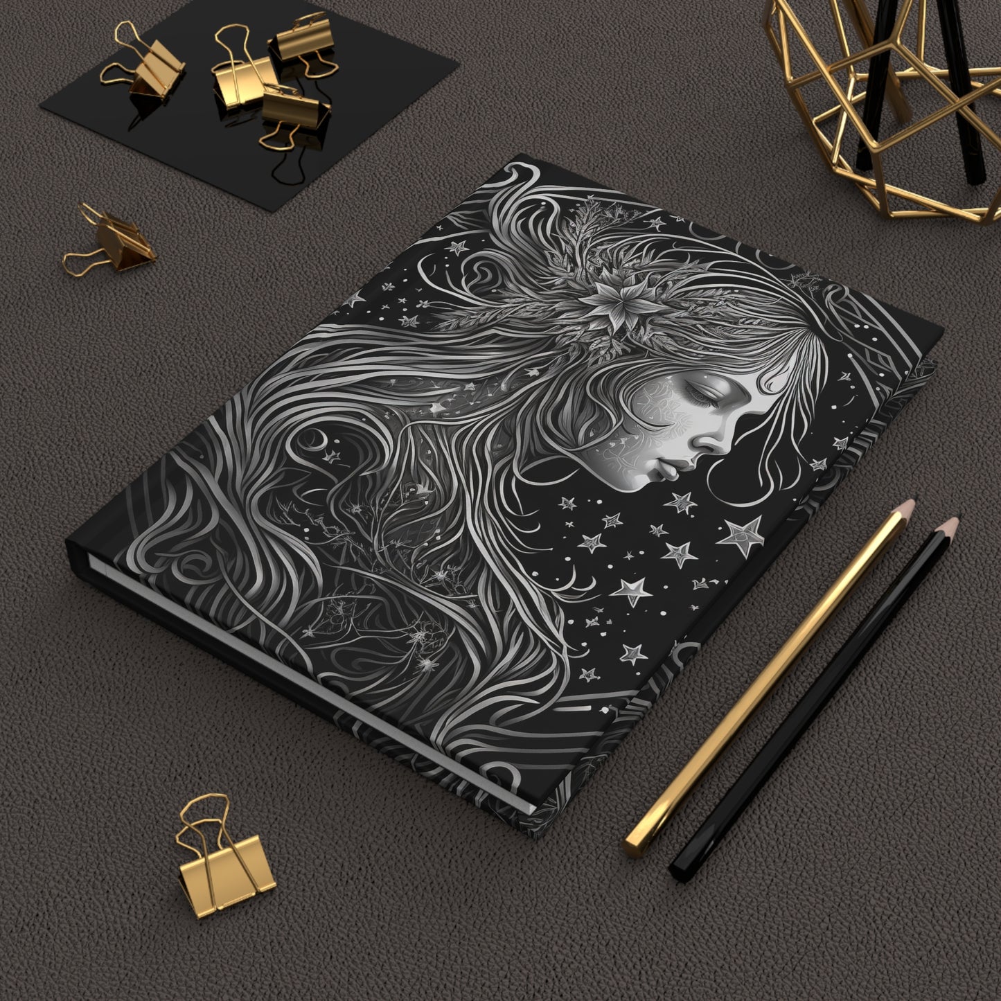 Virgo illustration in Silver with Poem Hardcover 150 Page Journal