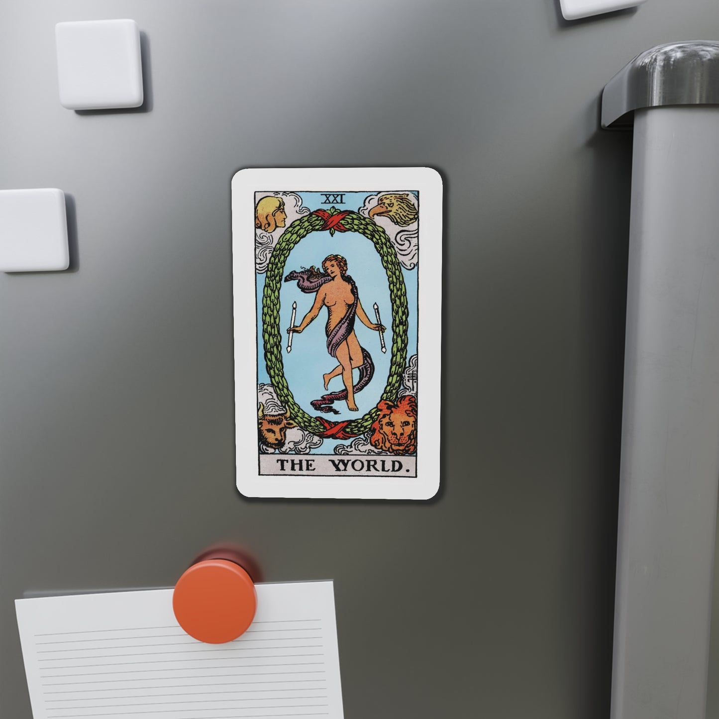 The World Tarot Card Fridge Magnet ~ Rider Waite The World Tarot Card