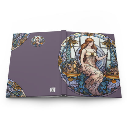 Libra Stained Glass Illustration Hardcover 150 Page Journal