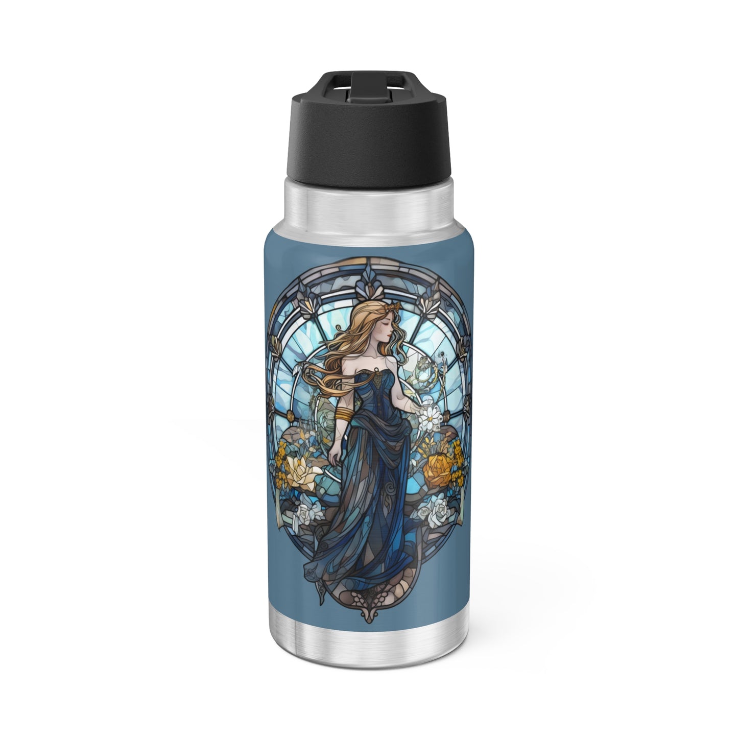 Virgo Zodiac Sign Stained Glass Illustration ~ 32oz Tumbler With Lid and Straw