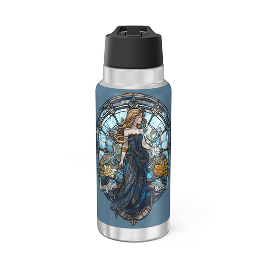 Virgo Zodiac Sign Stained Glass Illustration ~ 32oz Tumbler With Lid and Straw