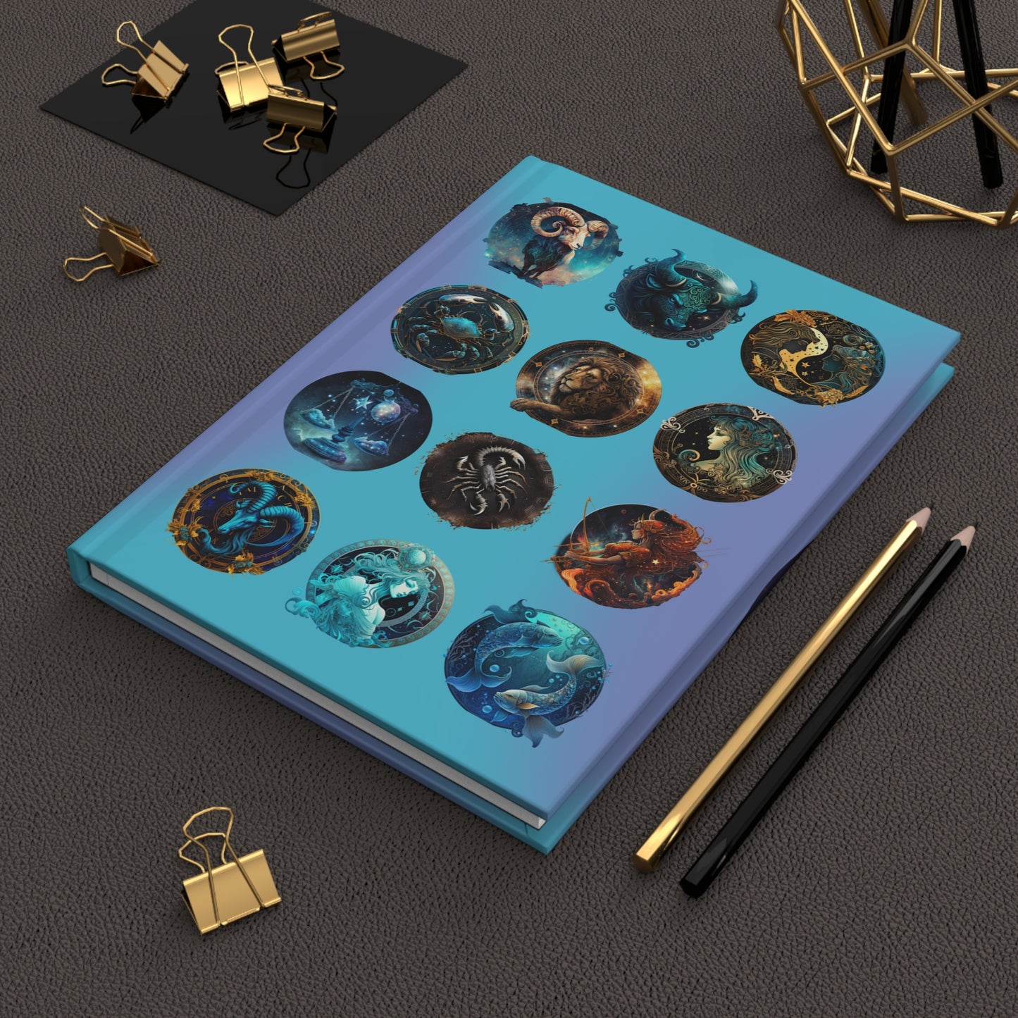 Zodiac Lined Journal in Blue - Hardcover 150 Page