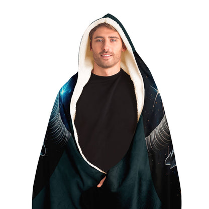 Taurus Bull in Black and Silver Hooded Blanket
