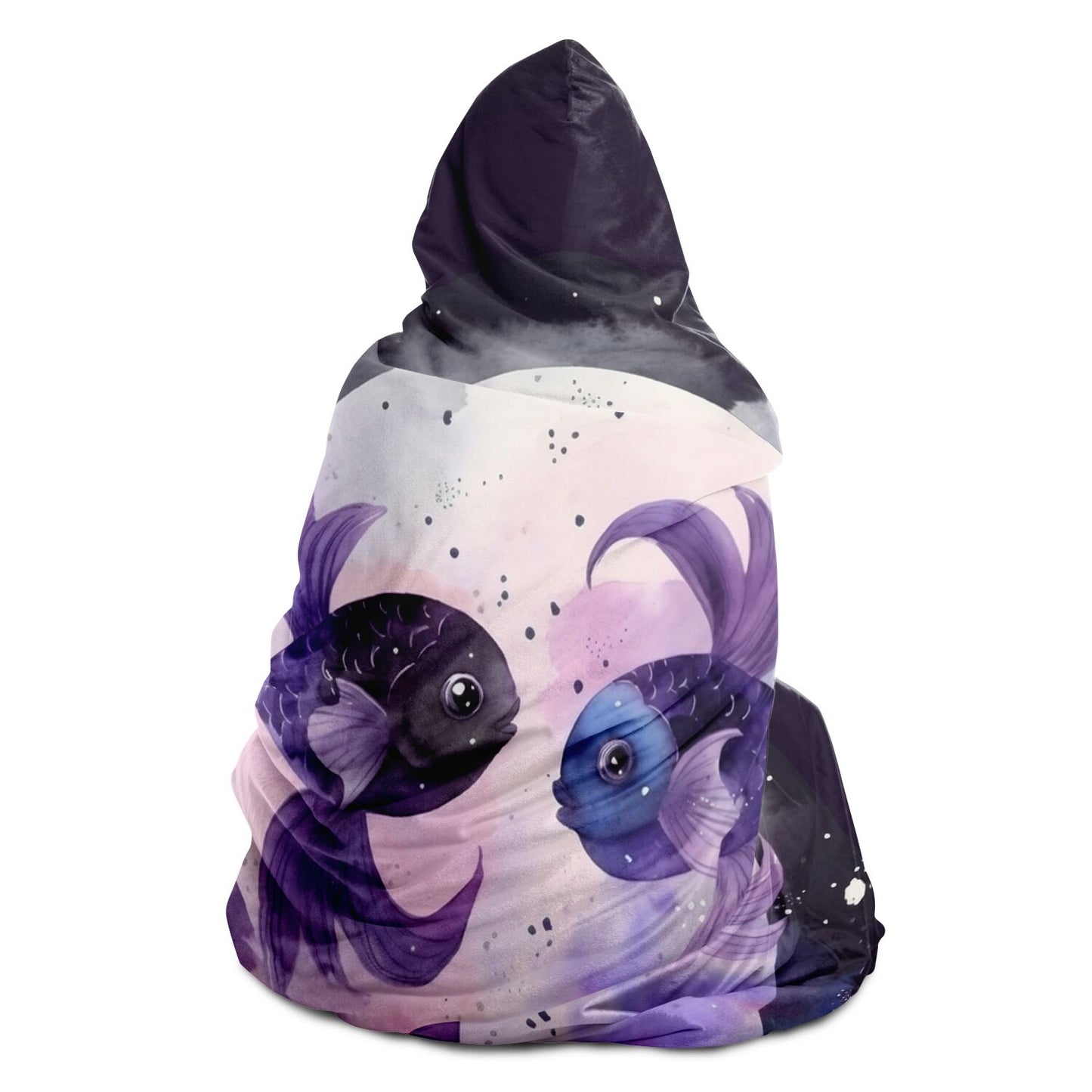 Pisces Sign Purple Caricature Hooded Blanket