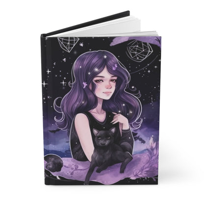 Virgo Purple Caricature Illustration with Poem Hardcover 150 Page Journal