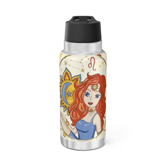 Leo Illustration Zodiac Sign Tumbler, 32oz With Lid and Straw