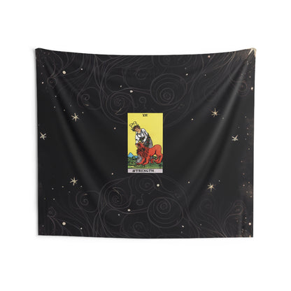 The Strength Tarot Card Altar Cloth or Tapestry with Starry Background