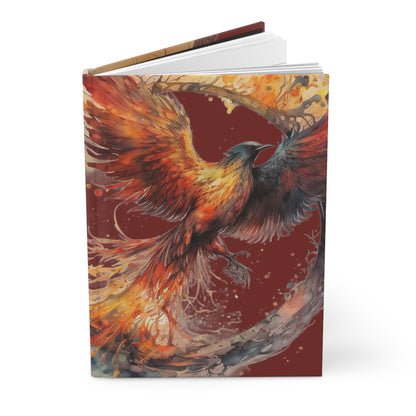 Scorpio Fire Phoenix Watercolor Illustration with Poem Hardcover 150 Page Journal