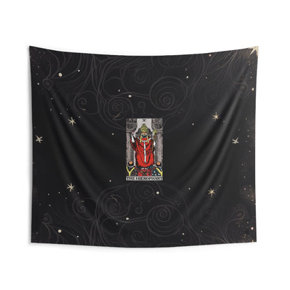 The Hierophant Tarot Card Altar Cloth or Tapestry with Starry Background