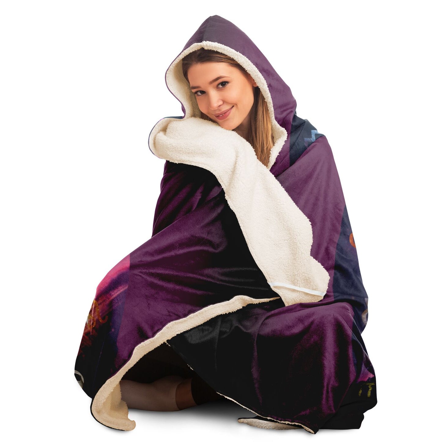 Zodiac Symbols Around Celestial Sphere with Black Background Hooded Blanket