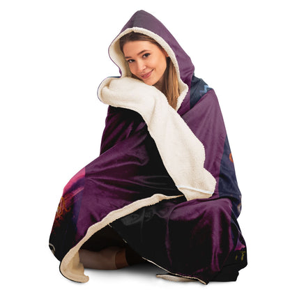 Zodiac Symbols Around Celestial Sphere with Black Background Hooded Blanket