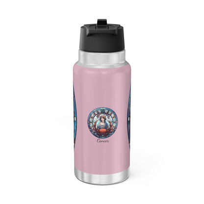 Cancer Zodiac Sign Stained Glass Illustration ~ 32oz Tumbler With Lid and Straw