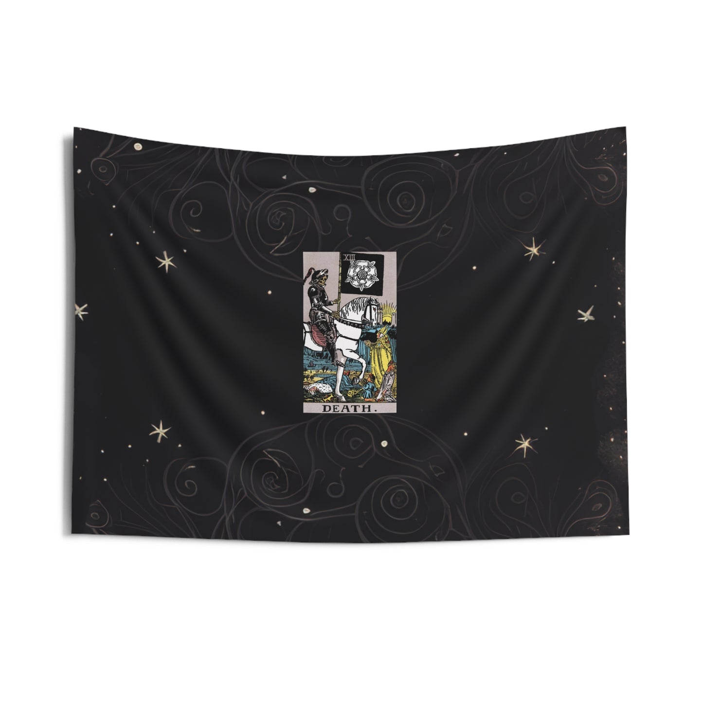 The Death Tarot Card Altar Cloth or Tapestry with Starry Background