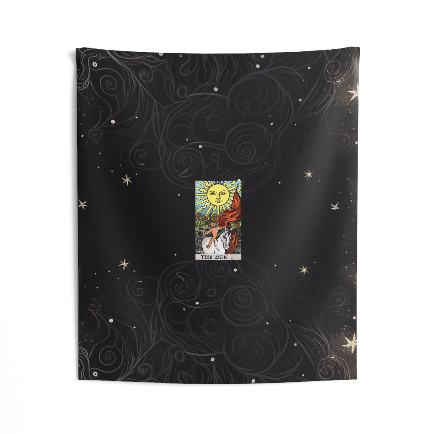 The Sun Tarot Card Altar Cloth or Tapestry with Starry Background