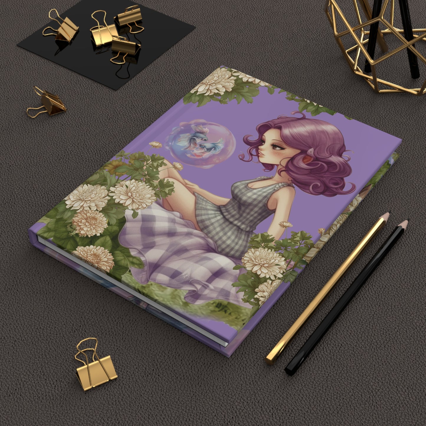 Pisces Vintage illustration with Poem Hardcover 150 Page Journal