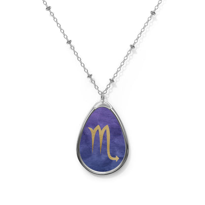 Scorpio Zodiac Sign ~ Necklace & Oval Pendant With Chain