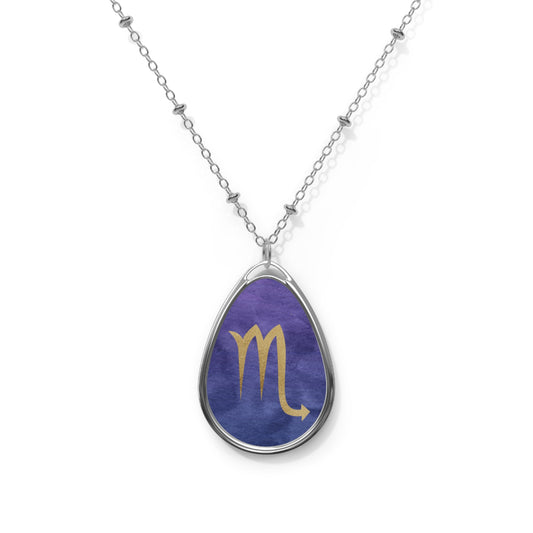 Scorpio Zodiac Sign ~ Necklace & Oval Pendant With Chain