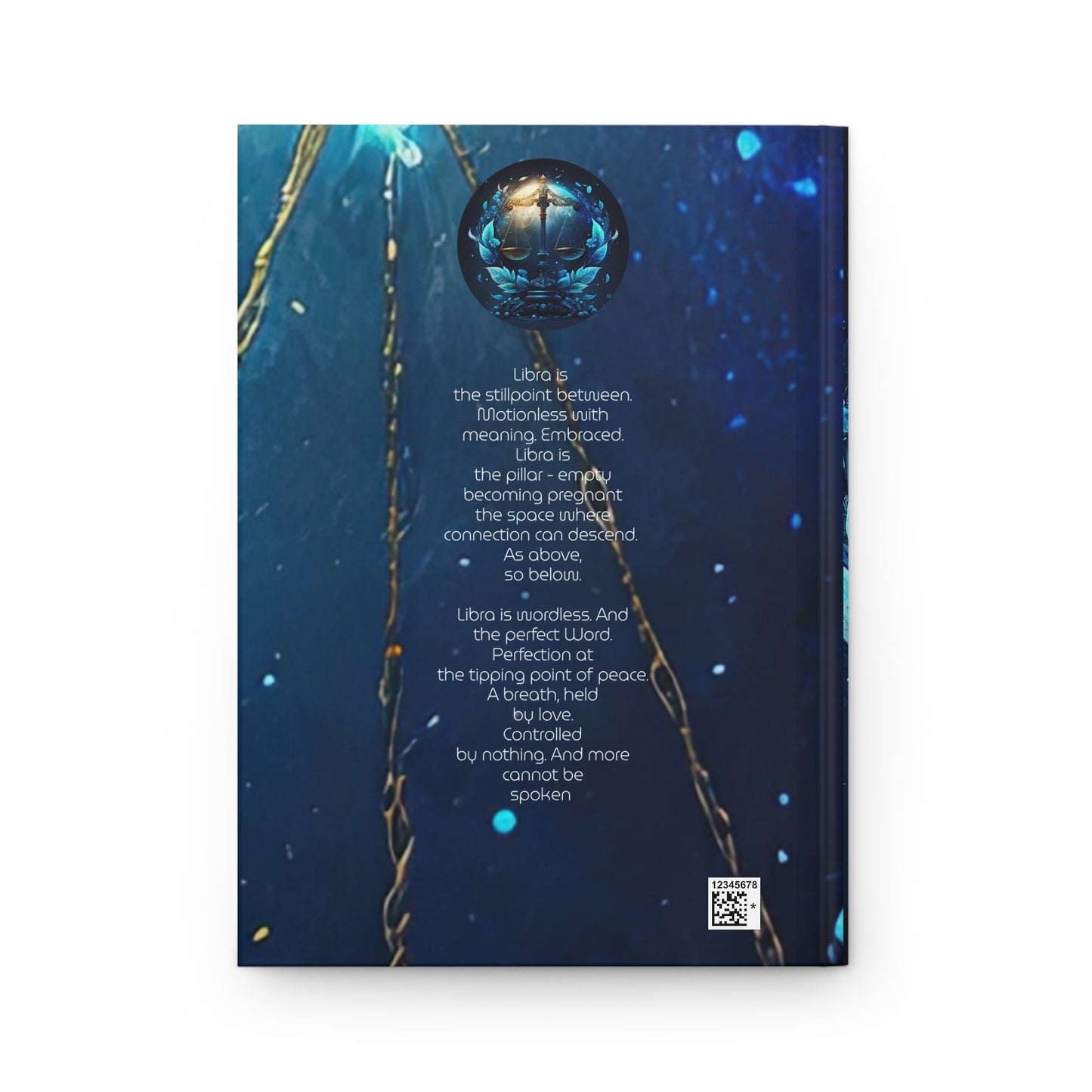 Libra Scales in Gold and Blue with Poem Hardcover 150 Page Journal