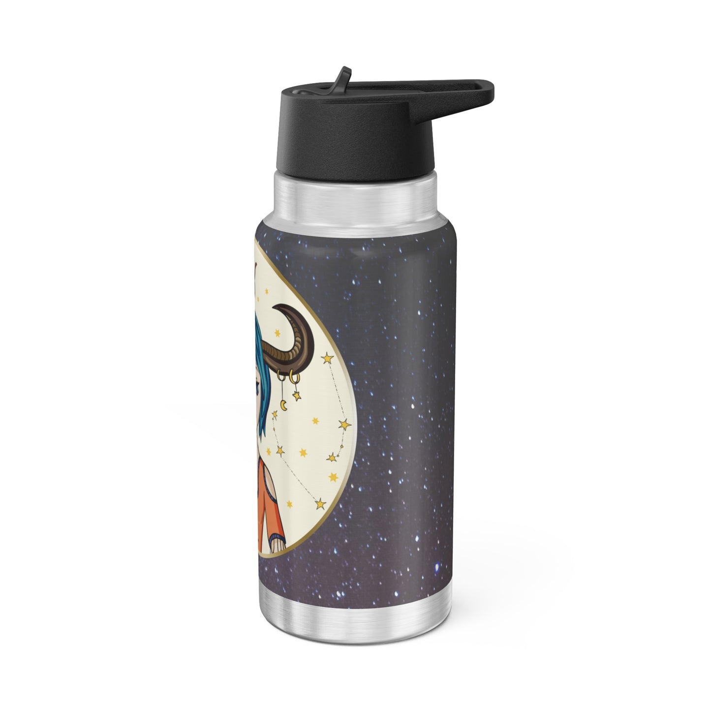 Taurus Zodiac Sign Girl with Earrings  ~ 32oz Tumbler With Lid and Straw