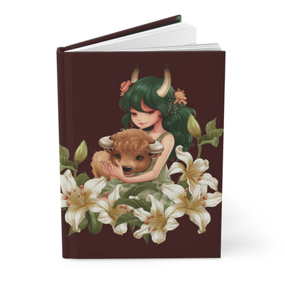 Taurus Girl Vintage illustration Hardcover 150 Page Journal