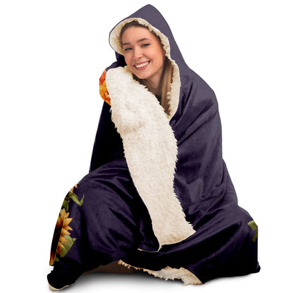 Leo Girl and Lion with Amethyst Background Hooded Blanket