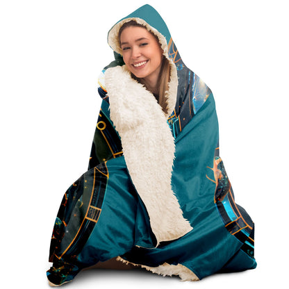 Cancer the Crab in Bronze & Blue Hooded Blanket