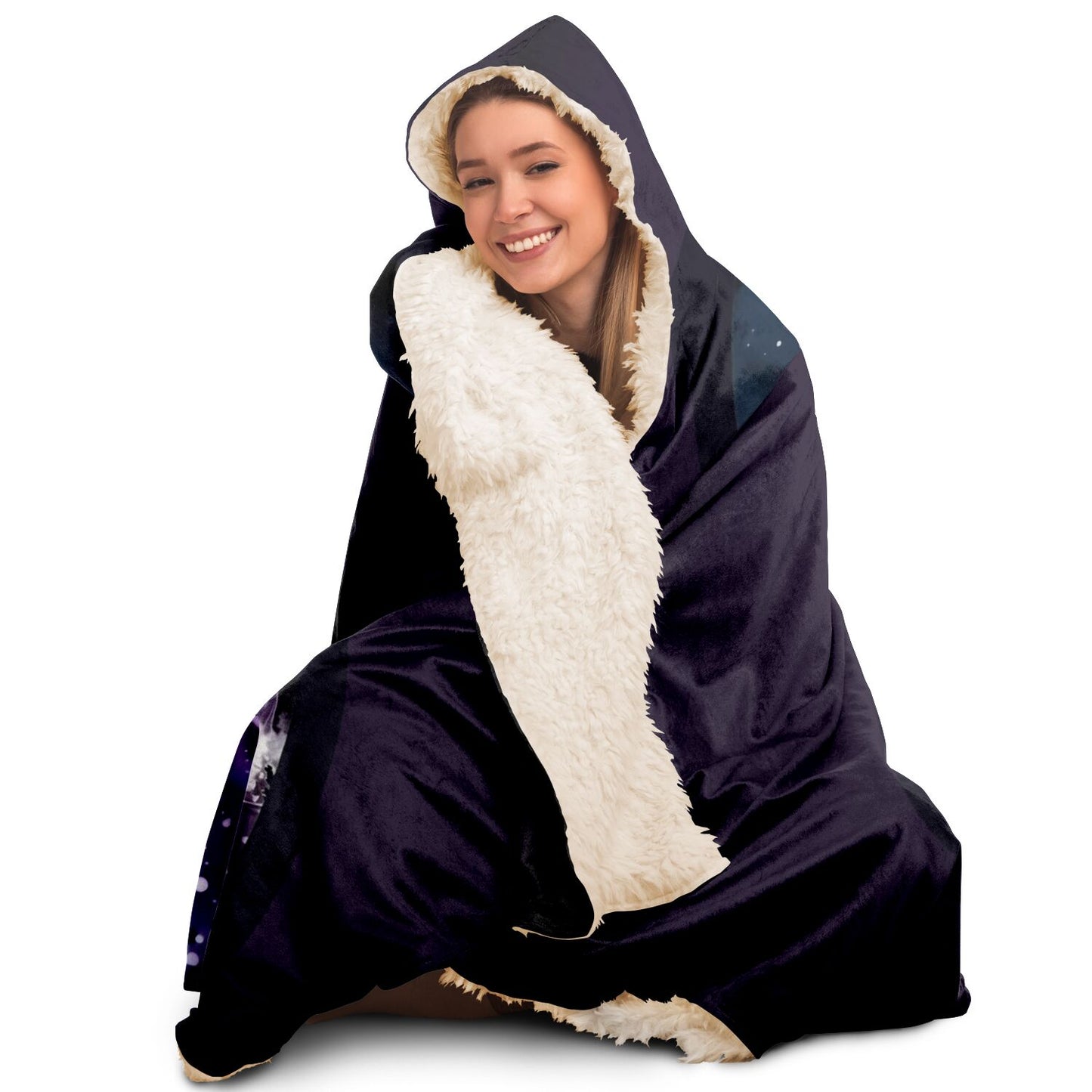 Aquarius Purple Caricature Hooded Blanket